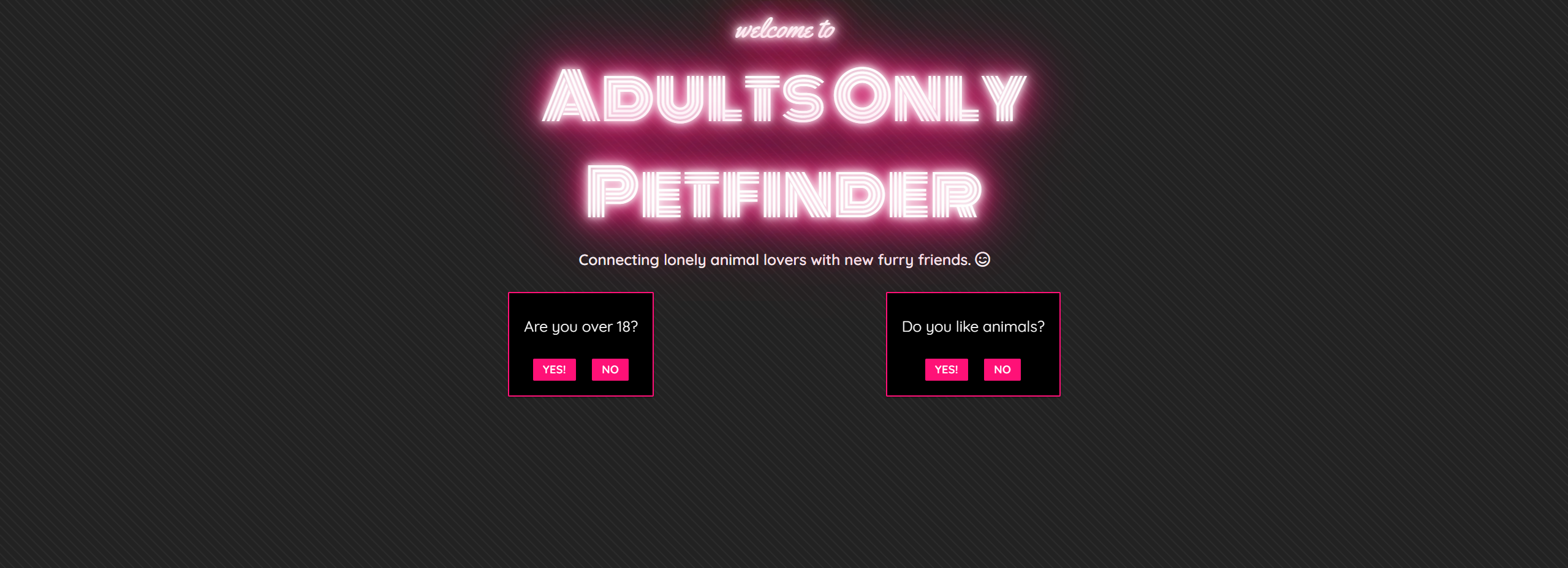 Adults Only Petfinder website