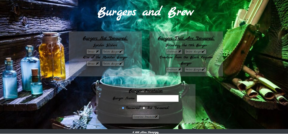 Burgers and Brew Application